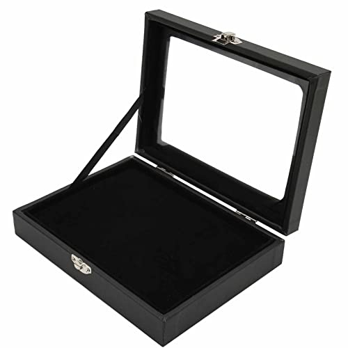 Focket Pin-Vitrine, Schwarzer Verbundholzrahmen mit Hartglastür, Anstecknadel Sammelanzeige für Militärische Medaillen, Strandanhänger, Schmucknadeln, Anstecknadel