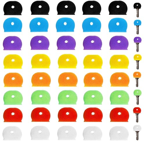 40 Pack Key Caps Covers Tags Set Plastic Keys Color Identifiers Labels Colored Key Covers Identifier Tag Cover