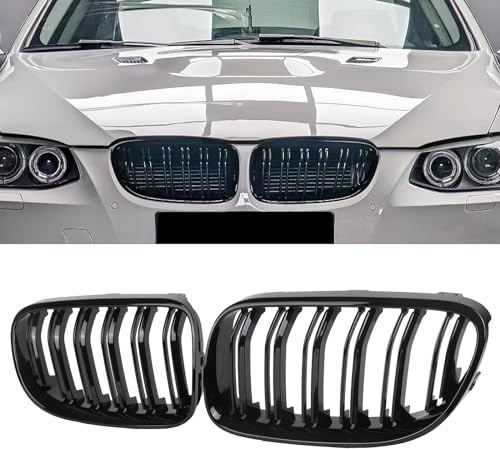 YIUBCZOQI E92 E93 Schwarze Nieren für BMW 3er E92 E93 LCI Coupe Grill Schwarz Doppelsteg Nieren 3er Kühlergrill 2010-2013 (Nicht für M3)