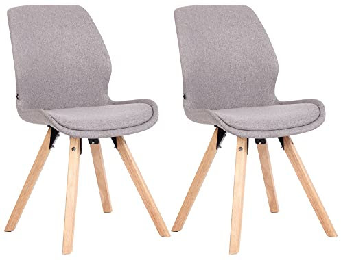 CLP 2er Set Stuhl Luna Kunststoff I Stoff I Samt I Kunstleder I Lehnstuhl mit Holzgestell, Farbe:grau, Material:Stoff
