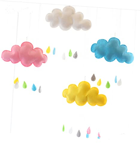 TOYANDONA Babyzimmer Wanddekoration Wolke Mit Regenbogen Tropfen Abnehmbare Filz Wandsticker Für Kinderzimmer Gelb Niedliche Und Flauschige Deko Für Babyzimmer Und Kinderzimmergestaltung