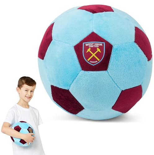 The Gift Scholars West Ham FC Offiziell Lizenziertes Plüsch-Fußball - 22 cm Weichspielzeug-Kissen - Flauschiger Gefüllter Fußball Ideal für Kinder und Erwachsene - Perfektes Sportgeschenk für Hammers