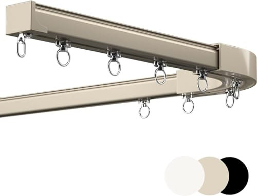 Vorhangschienen aus Aluminiumlegierung, Deckenschiene, Wandschiene, robuste Einzel-/Doppel-Deckenschienen-Gardinenstangen mit 90-Grad-Ecke, mit 90°-Eckbögen für Schlafzimmer-Erkerfenster