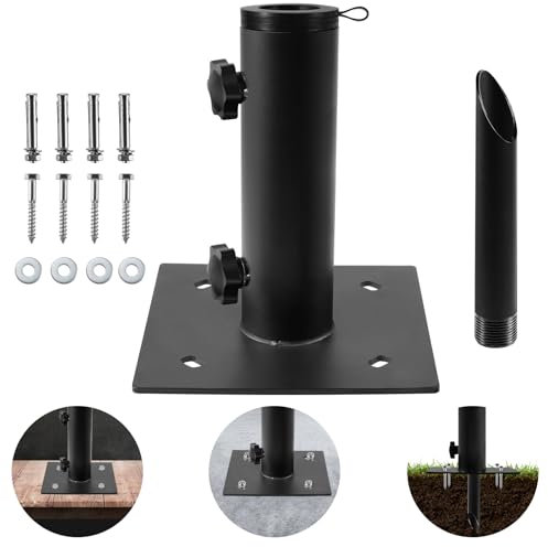 Lalafancy Base per ombrellone da patio, supporto multifunzionale per ombrellone da esterno con fissaggio a terra, supporto per ombrellone da tavolo in metallo resistente per ponti in calcestruzzo