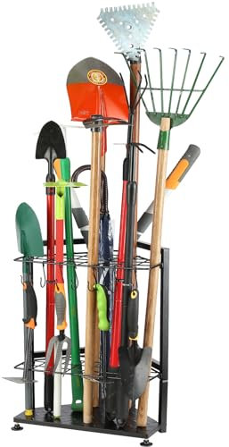 UU-Major Garden Tool Organizer,Yard Tool Rack Heavy Duty,Free Standing for Garage Corner,Garage Organization,Garage Organizers and Storage,Garden Tool Holder for Lawn,Shed,Outdoor,Metal