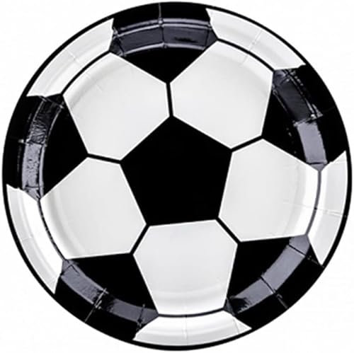 Football Themed Party Decorations | Cake Toppers, Balloons, Plates, Cups, Straws, Napkins, Popcorn Boxes (Paper Plates Pack of 6)