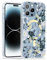 SCORPIFY for iPhone 15 Pro Case for Blue Nemophila Floral Design [Compatible with MagSafe], Cute Clear Flower Magnetic Phone Cover for Women Girls, Slim Bumper with Stylish Gold Accents