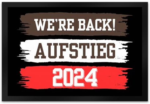 St. Pauli Aufstieg 2024 Fußmatte XL in 40x60 cm mit Spruch We're Back Hamburg Wappen Reeperbahn Landungsbrücken Der Hafen Ruft