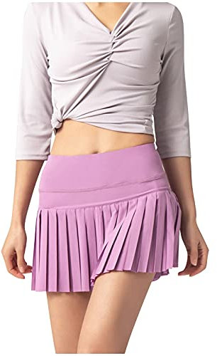 Generico Vestiti 18esimo Sports Waisted Pleated Running High Gonne con Tasche Skorts Women's Plus Size Dress 18 Anni Festa Vestito Elegante (Purple, L)
