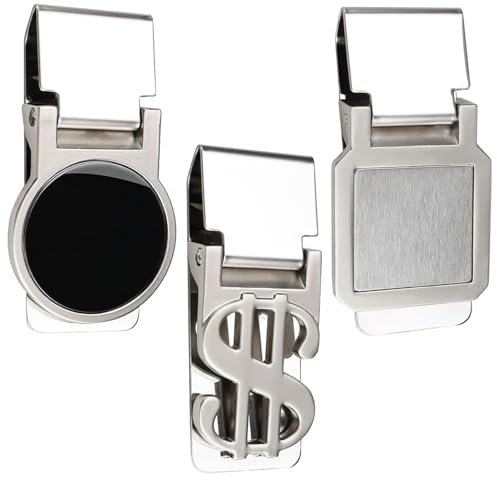 GmwyCzV 3 Pezzi Fermasoldi Uomo, Mollette per Banconote Portatili in Acciaio Inox, Fermasoldi Personalizzato Uomo in Metallo, Ferma Soldi di Carta, per Bill Clip Carte Supporto Contante, Argento