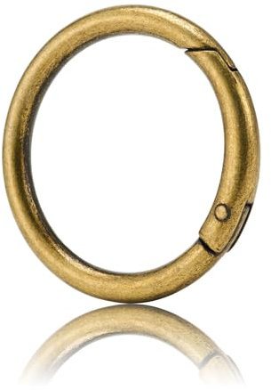 QIUTIMIY 15 Stück Rund Karabinerring O-Ring,Metall Runde Federspaltringe für Handtaschen, Schlüsselanhängern, Schnallen, Taschen, Geldbörsen(Bronze,19mm)