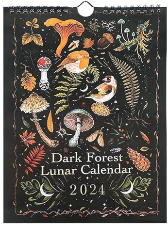 Teksome Calendrier mural Forêt Sombre,Calendrier de Noël Forêt Sombre - Décor mural du calendrier de la forêt sombre 2024 | Calendrier 2024, calendrier mural de la forêt sombre, calendrier mensuel