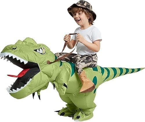 REWIAR Inflatable Dinosaur Costume for Adult - Riding T-Rex Air Blowing up Funny Fancy Dress Party Halloween Costume (M)