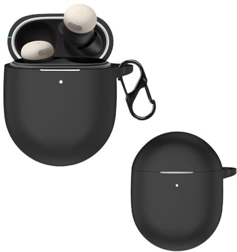 carinacoco Silicone Case for Google Pixel Buds Pro 2 with Carabiner, Soft and Flexible, Ultra-Thin Shockproof Cover Slim-Fit Anti-Fall Earphone Case for Google Pixel Buds Pro 2, Black