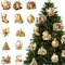 12Pcs Gold Christmas Decorations, Santa Xmas Tree Ornaments Hanging Set, Gold Santa Pendants for Indoors Winter Holiday Party Supplies
