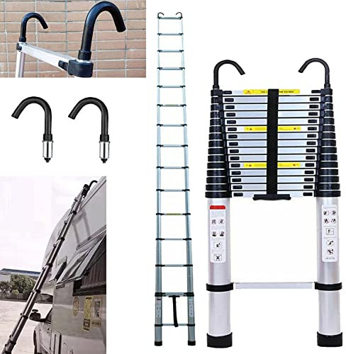 Aluminum Telescopic Ladder 6.2M(20.3FT) - Lightweight, Portable, Extending Ladder with Hooks for Home, Attic Access, Warehouse Work