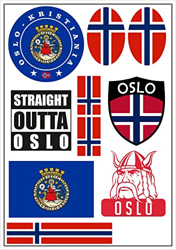 Daged Norwegen Oslo Aufkleber Karte 10 Stück - PKW Auto Motorrad Biker Flagge Fahne Vinyl ST