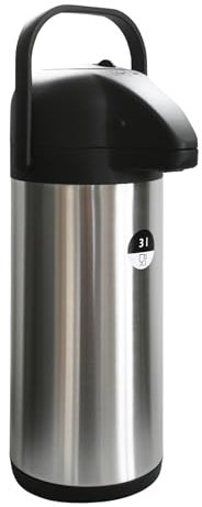 Airpot Pumpkanne 2,2l 3l oder 5l Isolierkanne Thermoskanne isolierte Kaffeekaraffe Kaffeekanne Gastro Kaffeespender auch für Camping aus Edelstahl & GRATIS-HLKauf-Block (3 Liter & 1x HLKauf-Block)