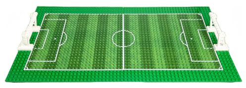 MASUSE Fussballstadion Baustein mit Grundplatte und Fußballtor, DIY Fußball Bausteine Zubehör Kit für Mini Figuren