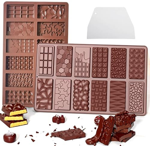 2 moldes de chocolate de silicona, molde para bombones, pastas de chocolate profundo para bombones, caramelos, cubitos de hielo