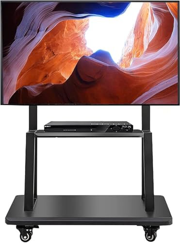 Bedroom/Office Mobile TV Cart On Wheels, Fits 75 65 50 55 60 Inch TV, Black Height Adjustable Floor Rolling TV Stand, Hospital TV Display Trolley Stand beautiful scenery