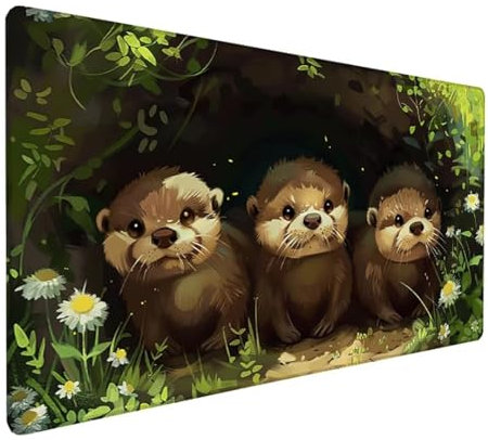 Tapis de Souris Bleu Blanc 1600 x 800 x 3 mm Grand Tapis Souris XXL, Fleur Mouse Pad à Bords Cousus, Base en Caoutchouc Antidérapante Mousepad Gamer Gaming Accessoire for Bureau Decor, Gifts Z-917