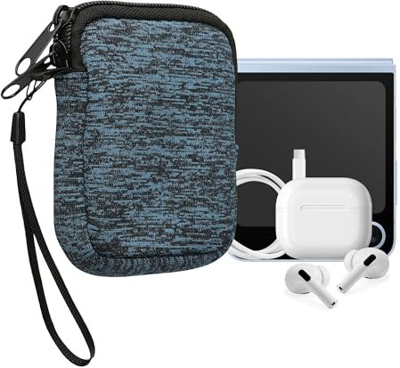 kwmobile Handytasche für Faltbare Smartphones XXS - 3/3,5 - Neopren Hülle Deep Ocean Schwarz - XS Handy Tasche 10 x 8 x 2 cm Innenmaße - Mini Geldbörse