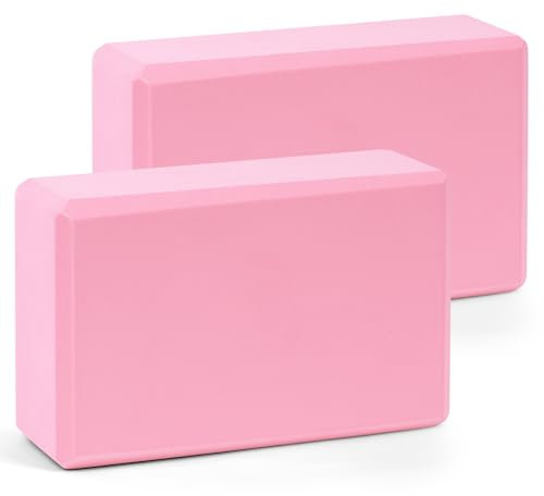 flintronic Yoga Block, Erwachsene Yogablock im 2er Set, Hochdichter Eva-Schaum, umweltfreundlich und leicht, Hartschaum, rutschfest, Ideal für Pilates, Pilates, Meditation (Rosa)