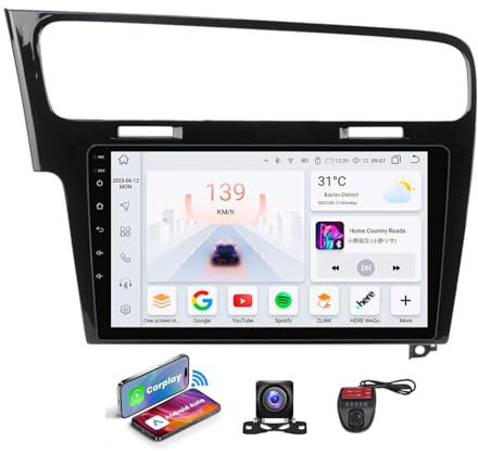 Generico HYNMSM 10 Android 13 Autoradio Radio Player per Volks-wagen Golf 7 2012-2020 4G WiFi Wireless CarPlay Android Auto Navigazione GPS FM RDS Autoradio BT 5.0 Controllo del Volante (A,NF-4)