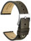 WOCCI 24mm Antikes Uhrenarmband für Herren, Sattelleder, Silberne Schnalle (Grau Braun)