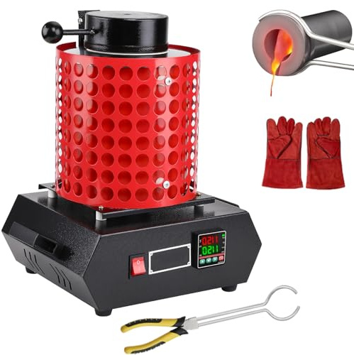 Kit De Four De Fusion D'or, Fonderie Rapide 2100 °F, Four De Fusion Électrique Numérique, Avec Creuset En Graphite Et Grille Anti-brûlure, Four De Fusion D'or Pour Or, Argent, Cuivre Et Aluminium