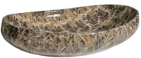 MYUYEE Lavabo de Salle de Bain rétro lavabo à Poser Vasque en céramique Texture marbre lavabo Artistique pour Meuble-lavabo.Un