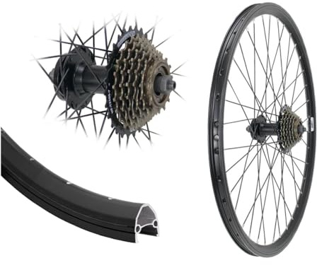 AGGRO-X 26 Zoll Alu Hinterrad Disk 19-559 Laufrad | 6-Loch Hohlkammer, , 7 Fach Zahnkranz, 21 Gang
