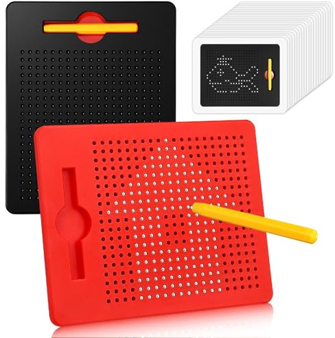 Mexgcom 2 Stück Magnetische Zeichentafel, Magnetspiel für Kinder, Magische Magnetische Zeichenbretter Mit Stift und Karte, zaubermaltafel für Kinder Familienbildung und Schulbildung (Rot + Schwarz)