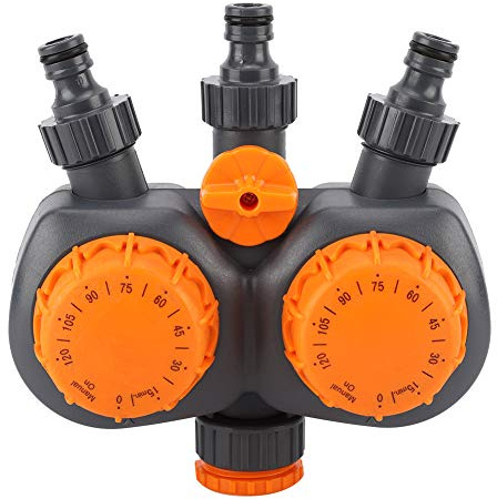 Garten Bewässerungscomputer mit Mechanischem Timer, G3 / 4'', 3 Wasseranschlüsse, Bis 120 Minuten - Wasserzeitschaltuhr, Einfache Bedienung, Ideal für Garten und Pflanzenpflege