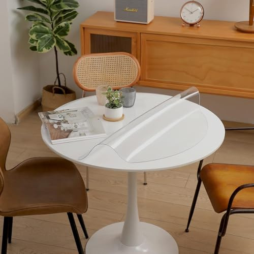 Eralove Mantel Redondo Transparente, Protector Transparente Redondo 95 cm | 2.0 mm de Grosor, protector mesa transparente, Protector de Tablero,Para Comedor y Cocina