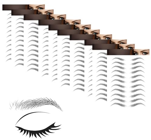 6 Sheets 4D Hair-like Eyebrow Tattoo Stickers,66 Pairs Waterproof Durable,Eyebrow Transfer Sticker,Removable Eyebrows Sticker,Eyebrows Care Shaping