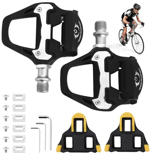 Fahrrad Klickpedale 9/16 Zoll, SPD-SL kompatible Clipless Pedale mit Cleats