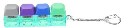 Toyvian Mechanical Keyboard Keychain 4-hole Switch Button with Click Sound, Portable Linear Keycap for Gaming and Stress Relief, Mini Key Holder Accessory