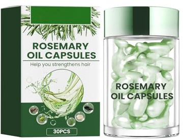 30pc Capsules de soins capillaires Romarin，Huile Essentielle De Romarin，Soin intensif contre les pointes fourchues et la casse des cheveux,Pour réparer et conditionner les cheveux