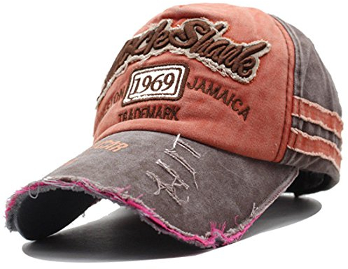 Kuyou Distressed Basecap Snapback Outdoor Baseball Kappe Mütze (Braun)