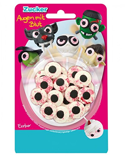 Horror-Shop 25 g Essbare Zuckeraugen mit Blut als Dekoration für Cake Pops & Muffins