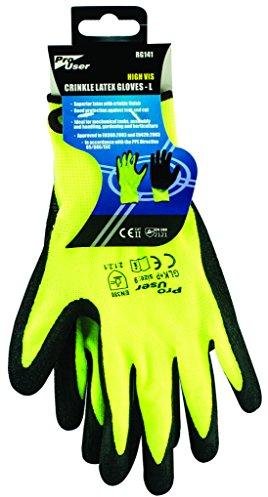 pro user Pro User BB-RG141 High Vis Crinkle Latex Gloves-L, Yellow