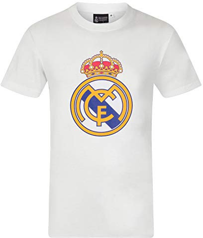 Real Madrid Official Football Gift Boys Kids Crest T-Shirt White 6 Years