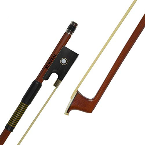 Surveal, archetto per violino in legno di verzino, con la migliore coda di cavallo della Mongolia e il miglior elastico, per principianti 4/4 Marrone