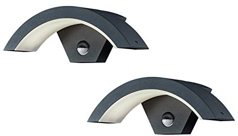 LED Außenwandleuchte 2er Set in Anthrazit mit Bewegungsmelder