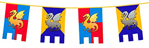 NEU Wimpelkette Ritter & Drachen, 6m