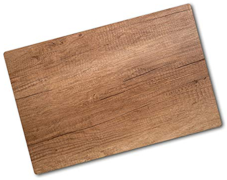 Tulup Planche À Découper - 80x52cm - Protection Plaque Induction Cuisson Tapis de Découpe Verre Trempé - Fond En Bois