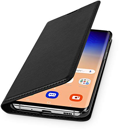 WIIUKA Echt Ledertasche - TRAVEL - Hülle für Samsung Galaxy S20 Ultra, mit Kartenfach, extra Dünn, Tasche Schwarz, Premium Leder