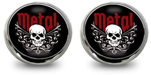 Fördeblau Rockige Totenkopf Ohrstecker - 12mm Edelstahl Schmuck mit Heavy Metal Flair, Handgefertigt für Musikliebhaber